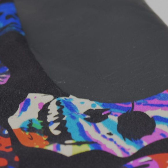 Spoon Jeans Sugar Skull High Low Peplum Tank Top Blouse Neon Colors Blue Black M - Picture 10 of 14